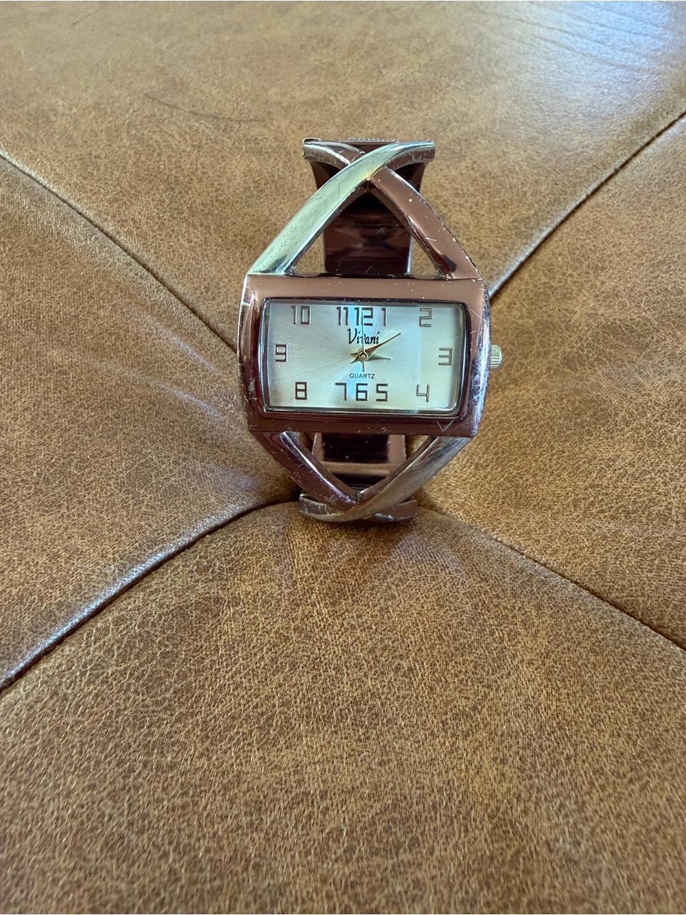 Vintage Vivani Quartz Women's Watch - Two-Tone Open Cross Cuff Bracelet - Ref K2